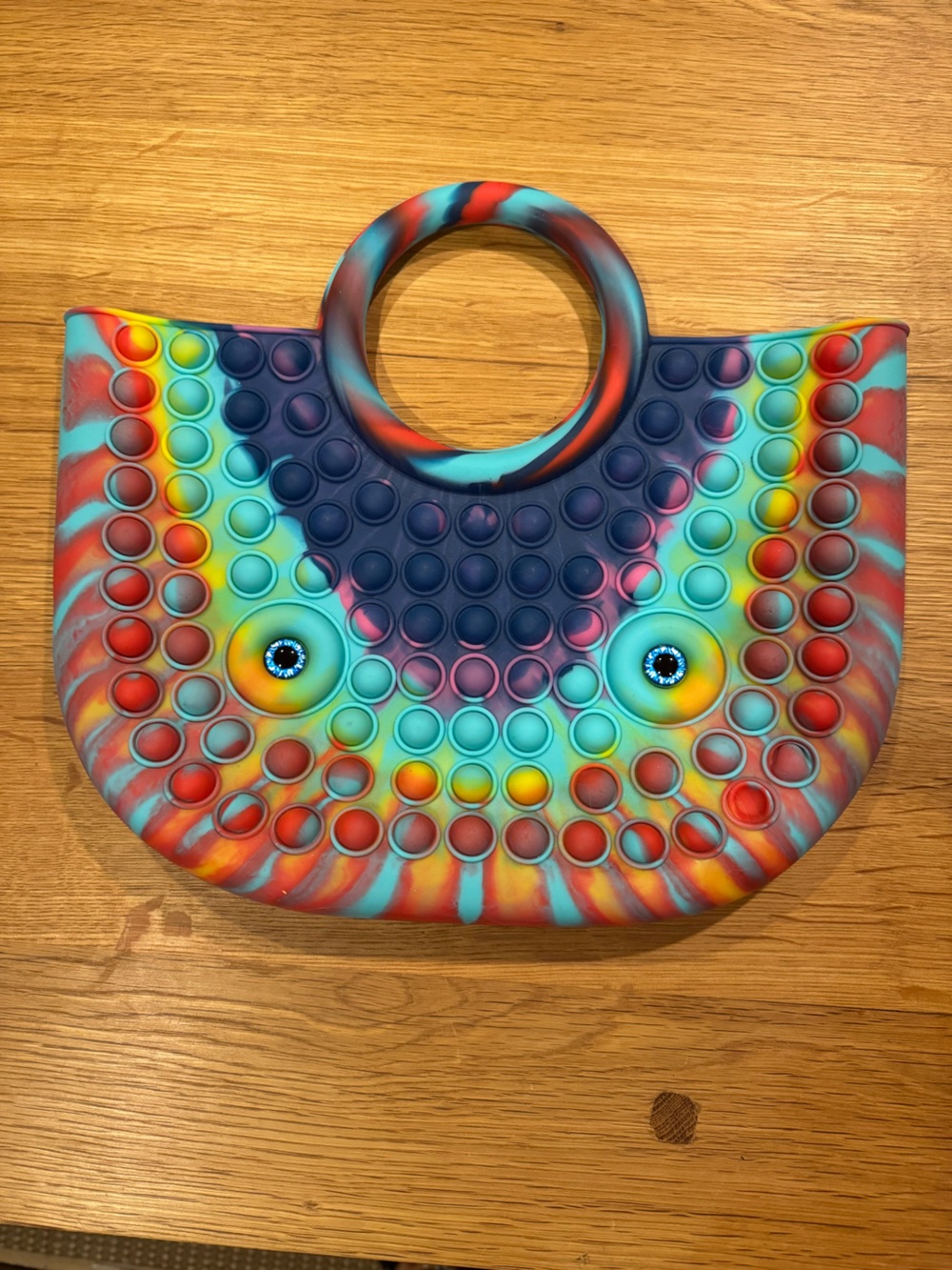 Jumbo Pop It Fidget Toy Tie Dye Rainbow Sensory Push Pop Bubble Monster 3D Eyes - Picture 5 of 5